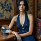 Sense Flower-Embroidery Blue Dress