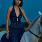 Sense Flower-Embroidery Blue Dress