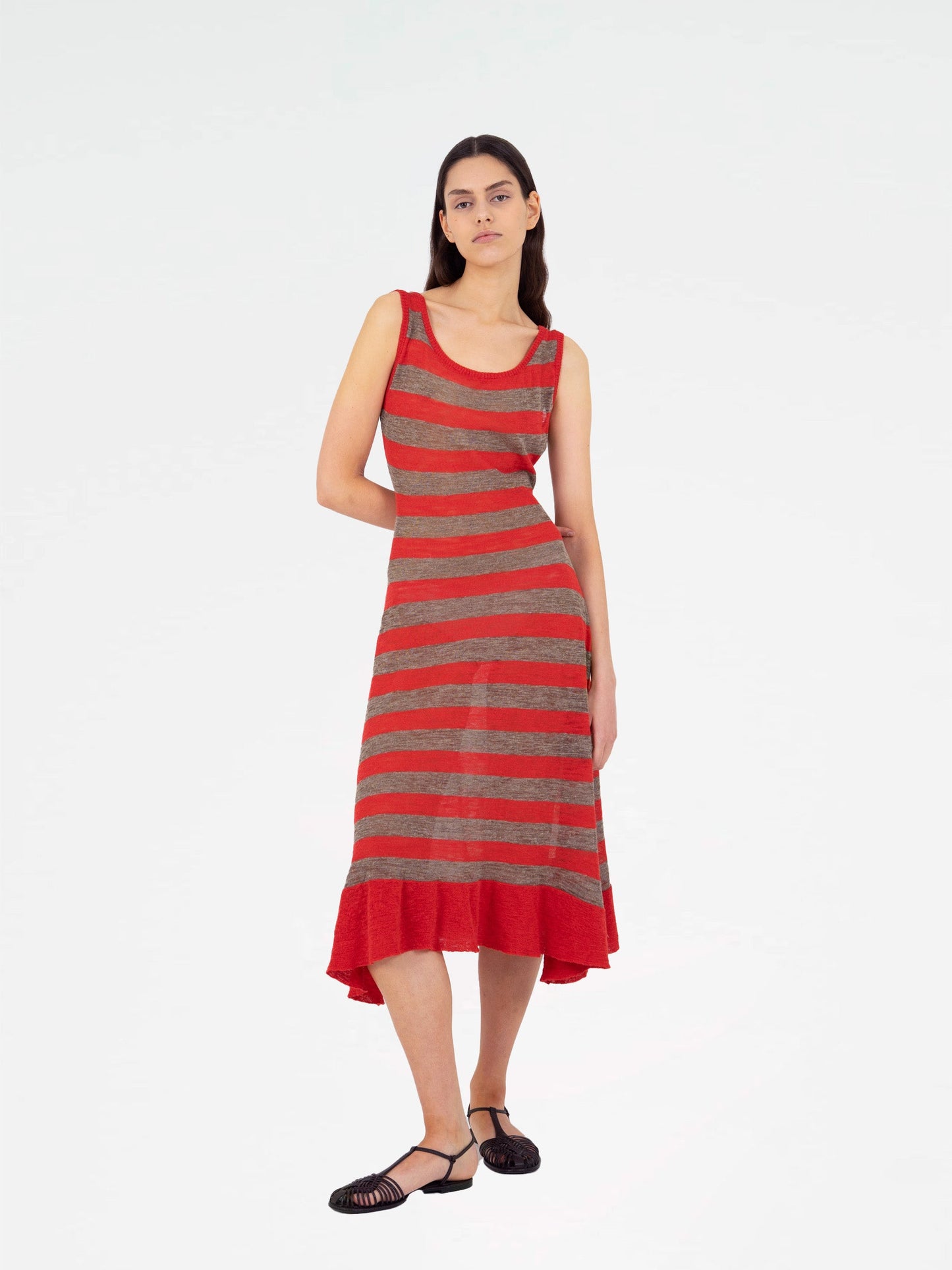 Sage Striped Knit Dress