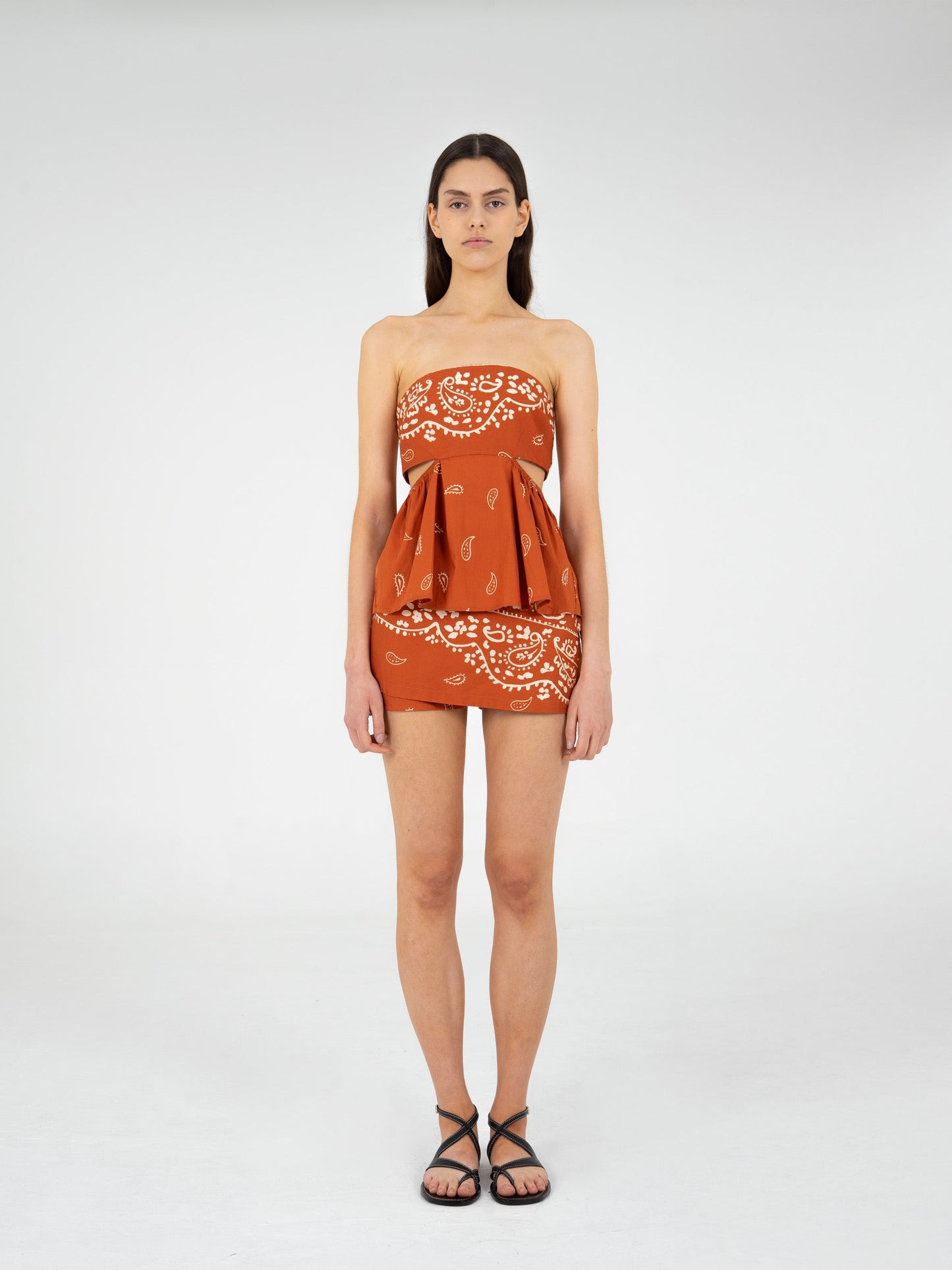 Vision Terracotta Bandana-style Print Skirt