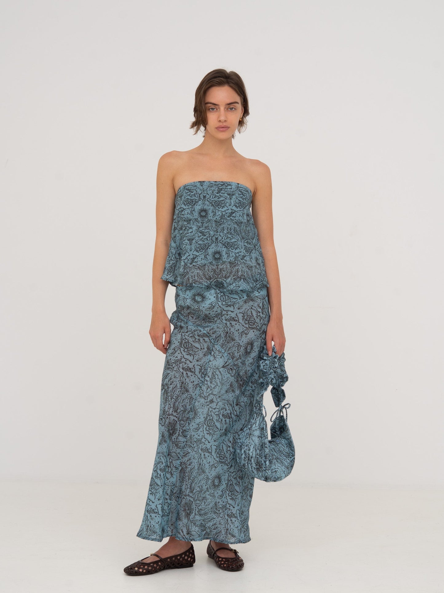 Blue Peony System-Printed Top