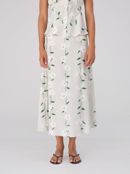 Summer Harlequin Flower Print Skirt