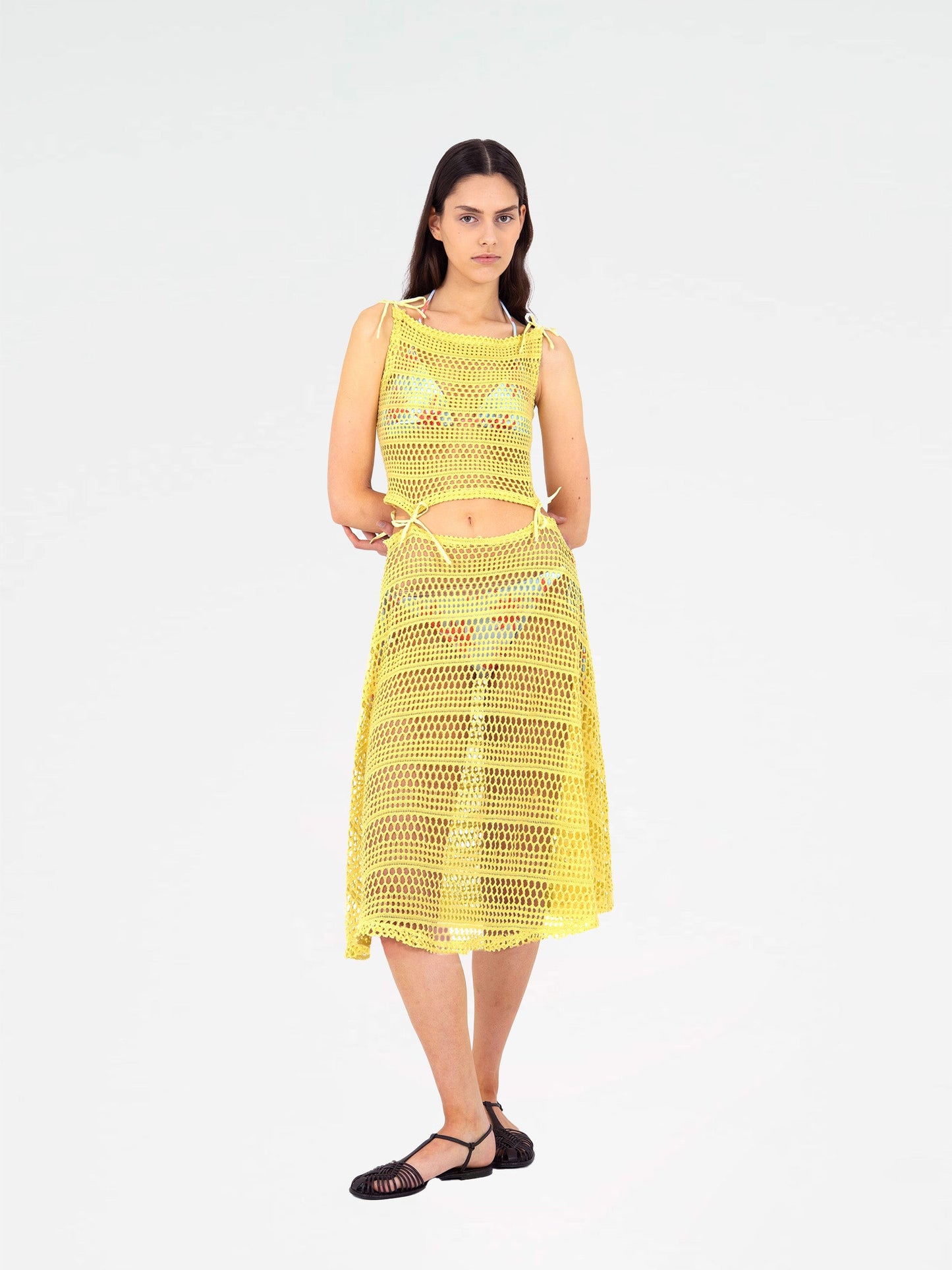 Potion Yellow Sheer Stretch Knit Dress