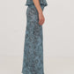Blue Peony System-Printed Skirt