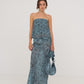Blue Peony System-Printed Skirt