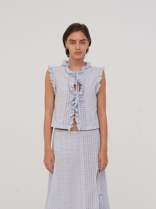Lumora Blue Broderie Vest