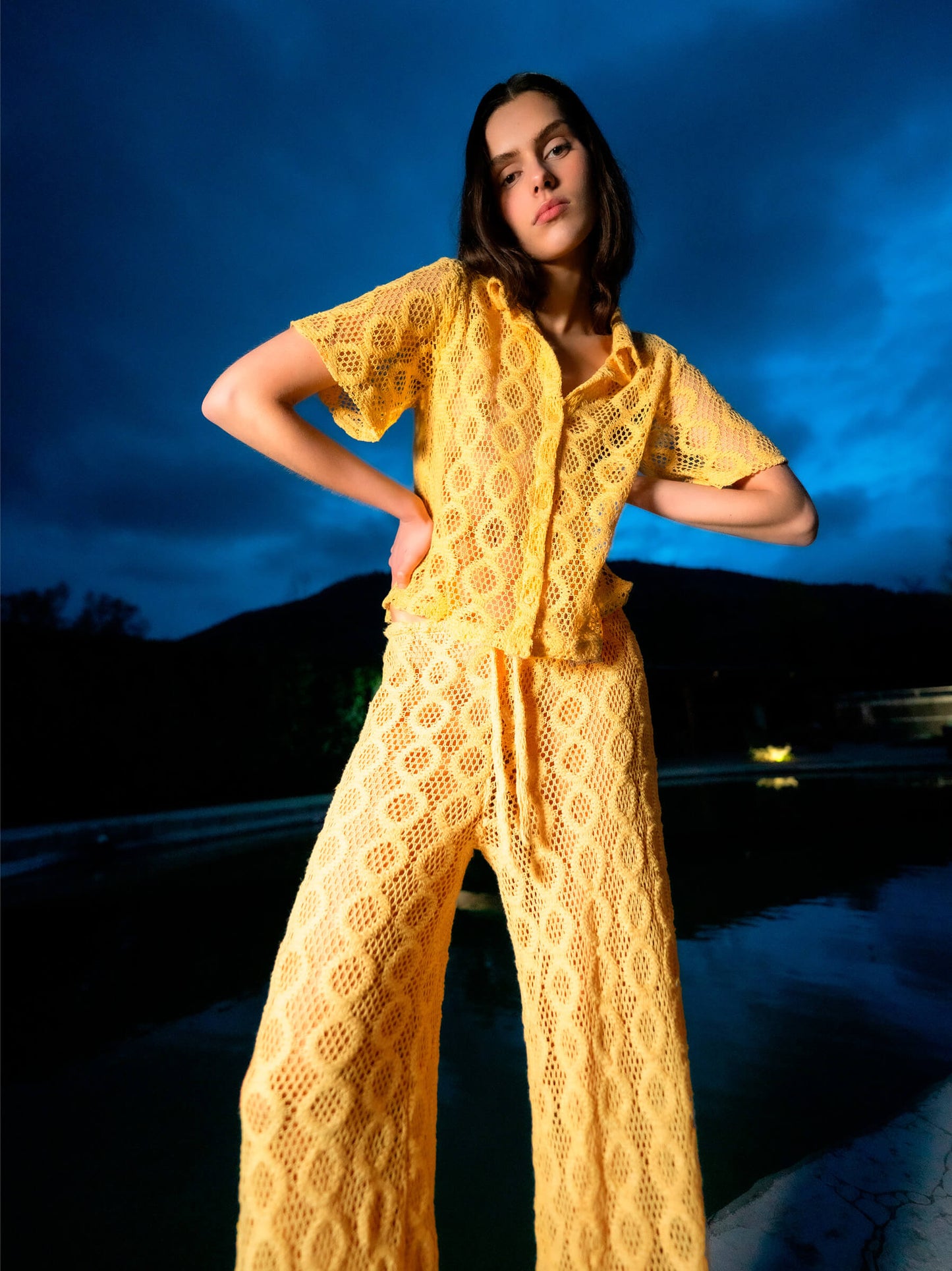 Dexter Yellow Crochet Shirt