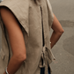 Sera Linen Blazer Vest | Mocha Latte