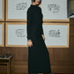 Maxi Dress with High Neck in Merino Wool (Limited Edition) - Black - Catalina