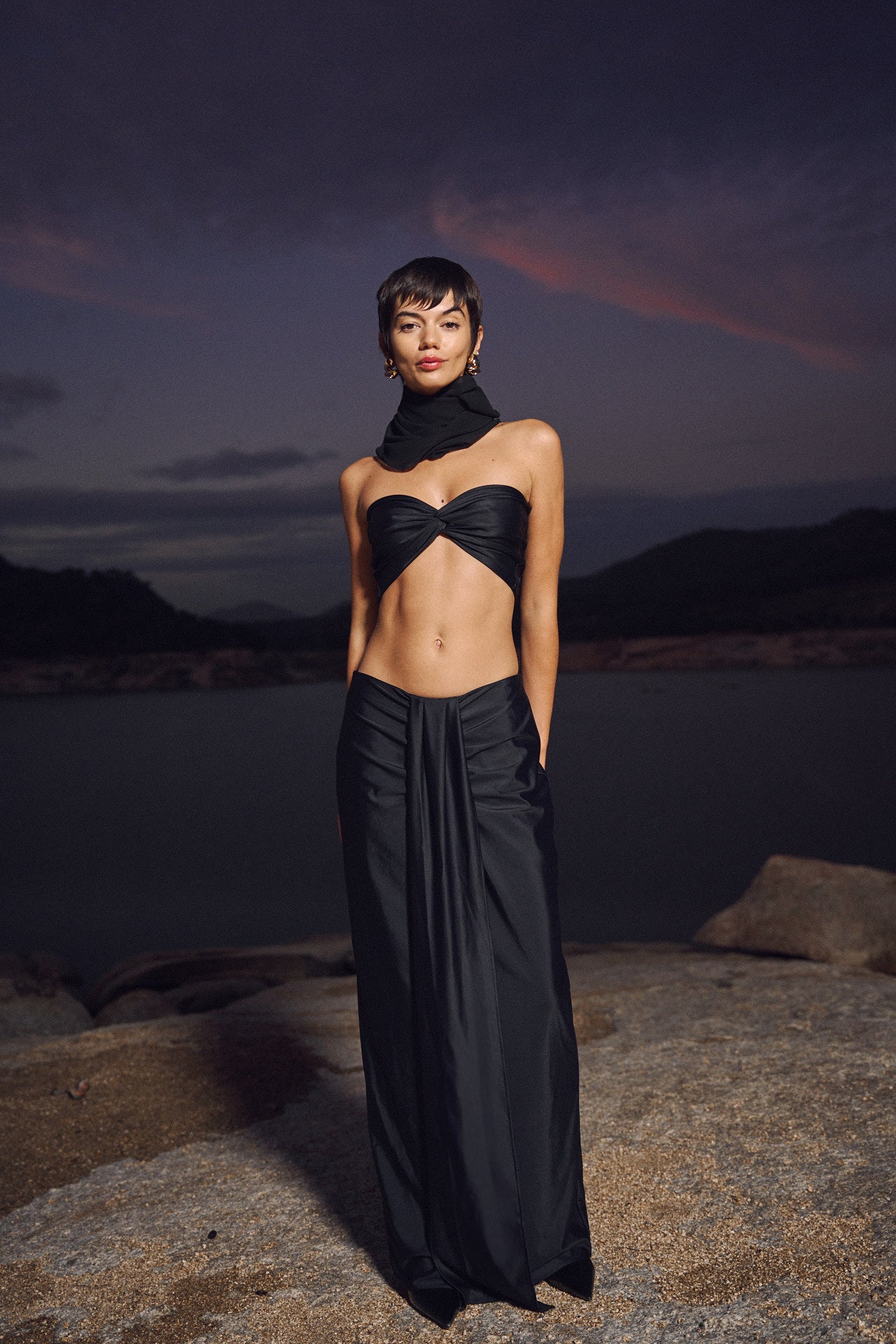 Maxi Skirt With Front Draped Detail (Limited Edition) Black - Mai 144