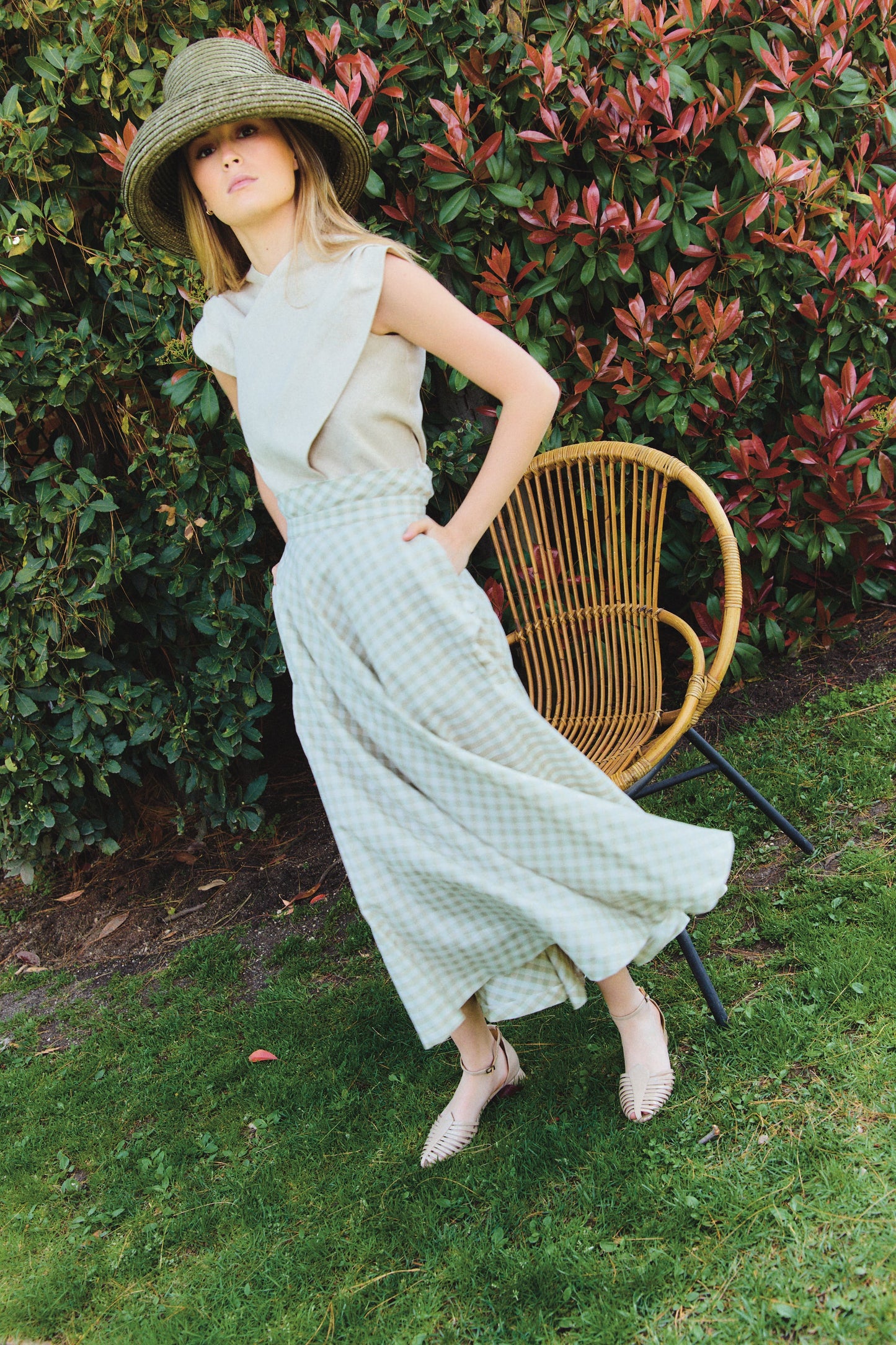 Olive Green Vichy Skirt