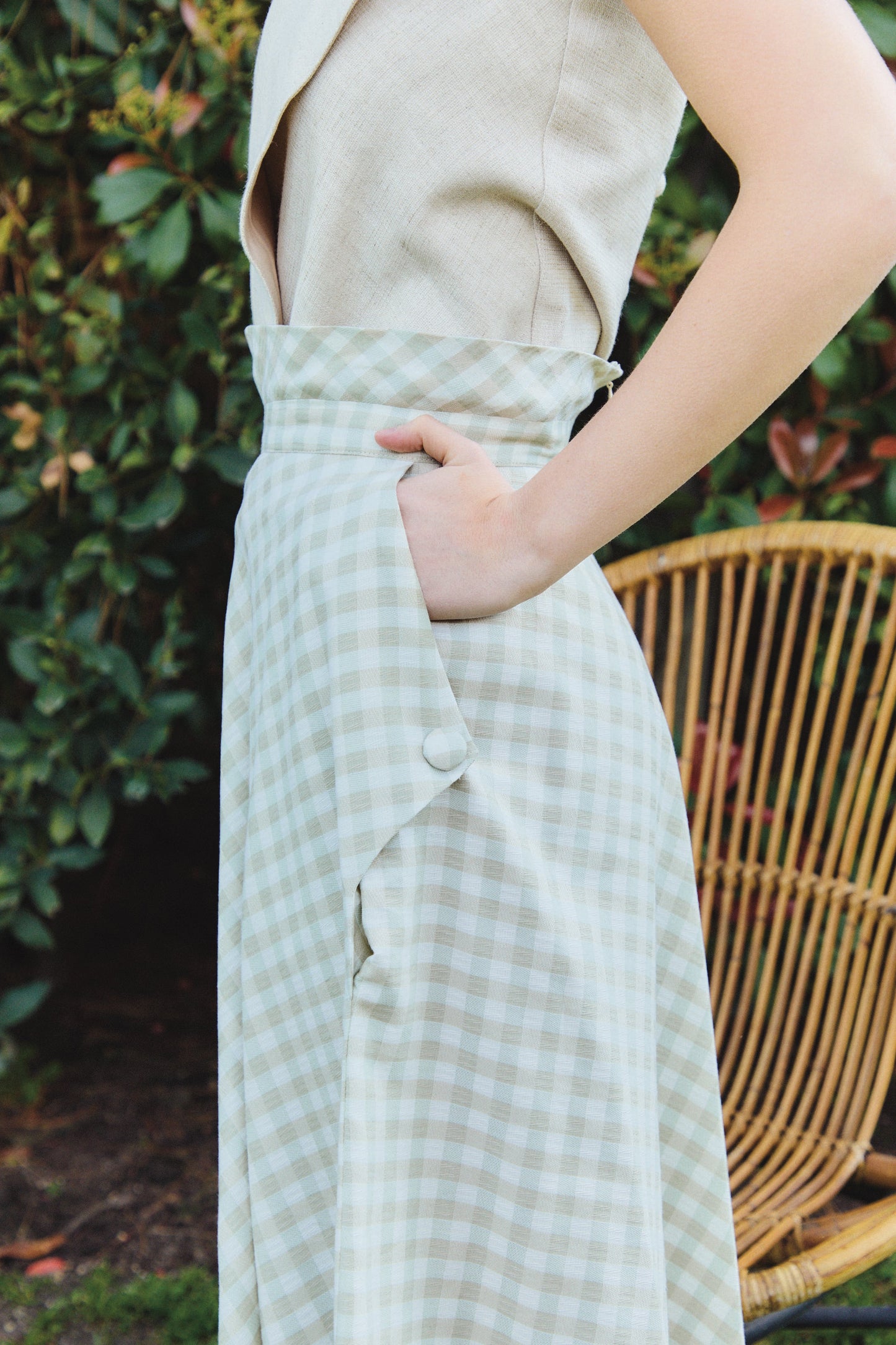 Olive Green Vichy Skirt