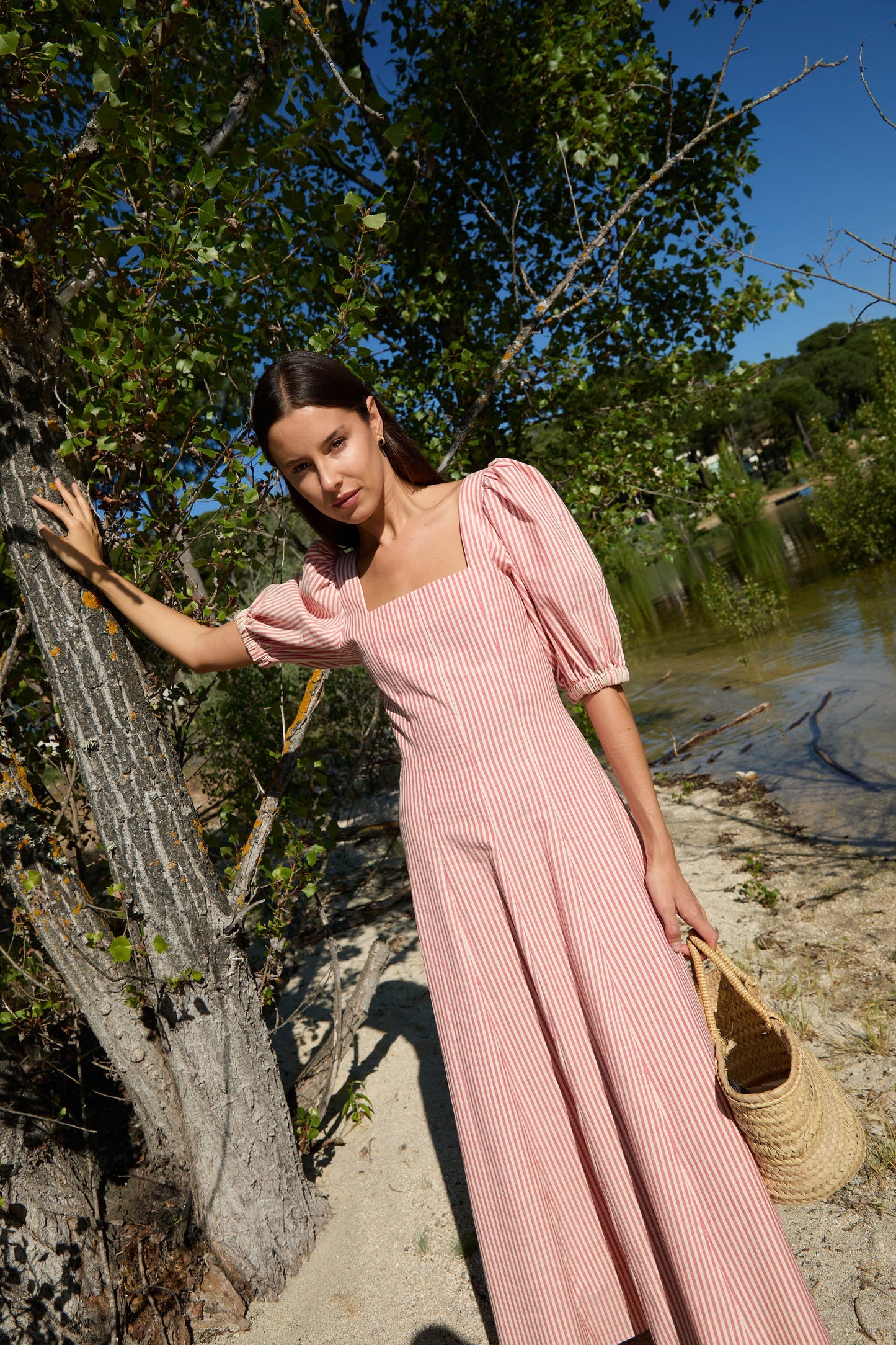 Vestido Mallorca Rayas Rojas