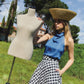 Olive Vichy Skirt Black and White
