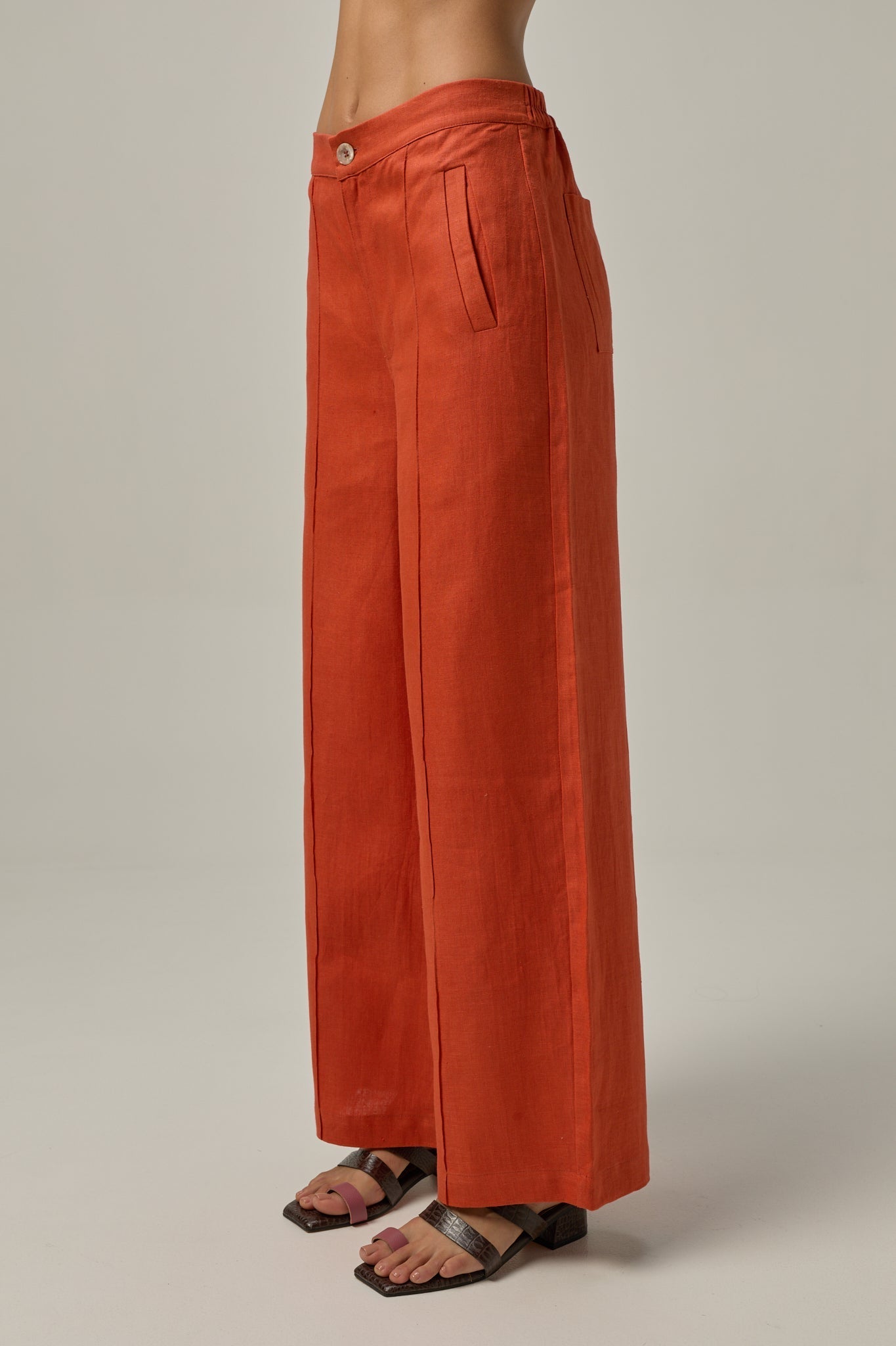 Serre Linen Pant | Deep Orange