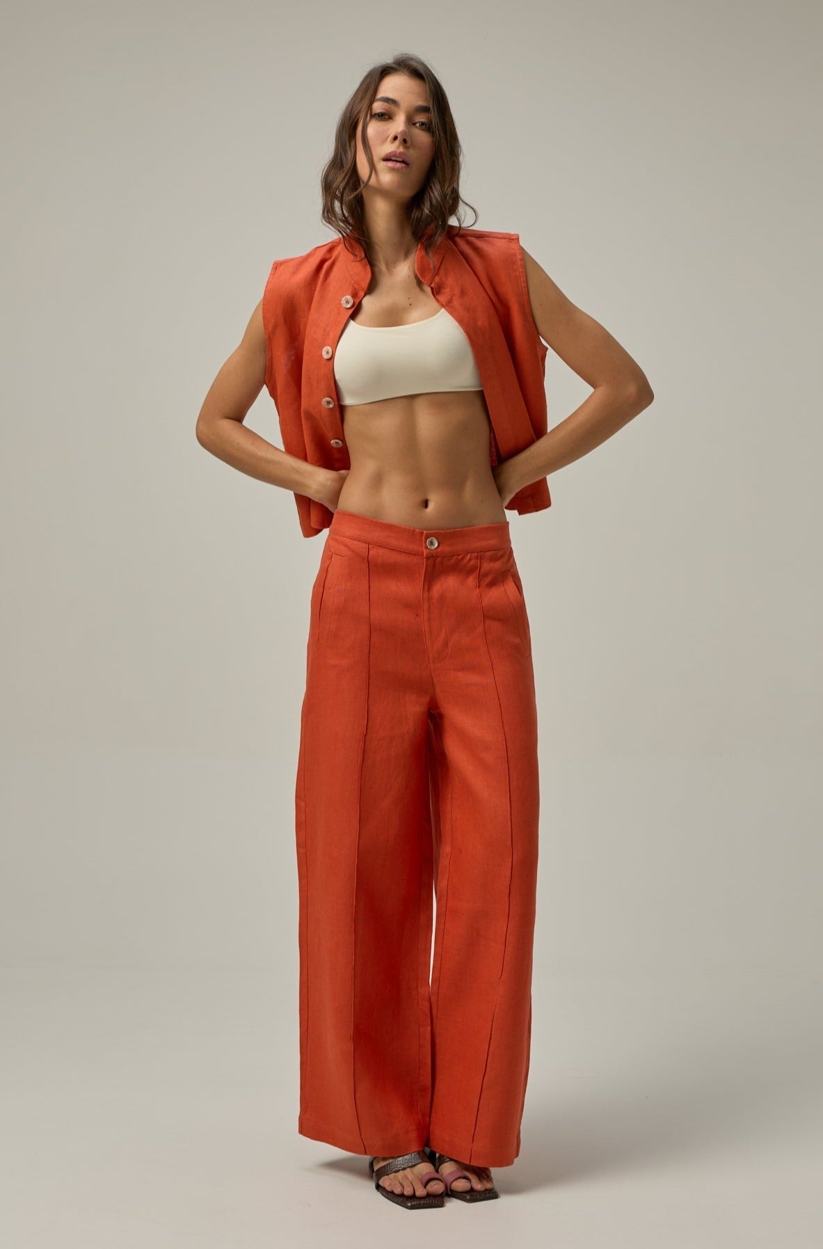 Serre Linen Pant | Deep Orange