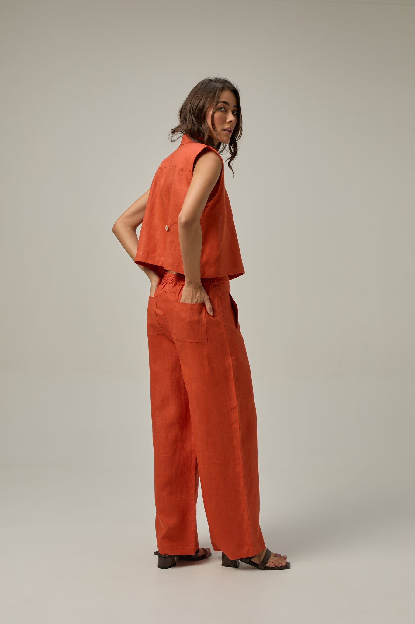 Serre Linen Pant | Deep Orange