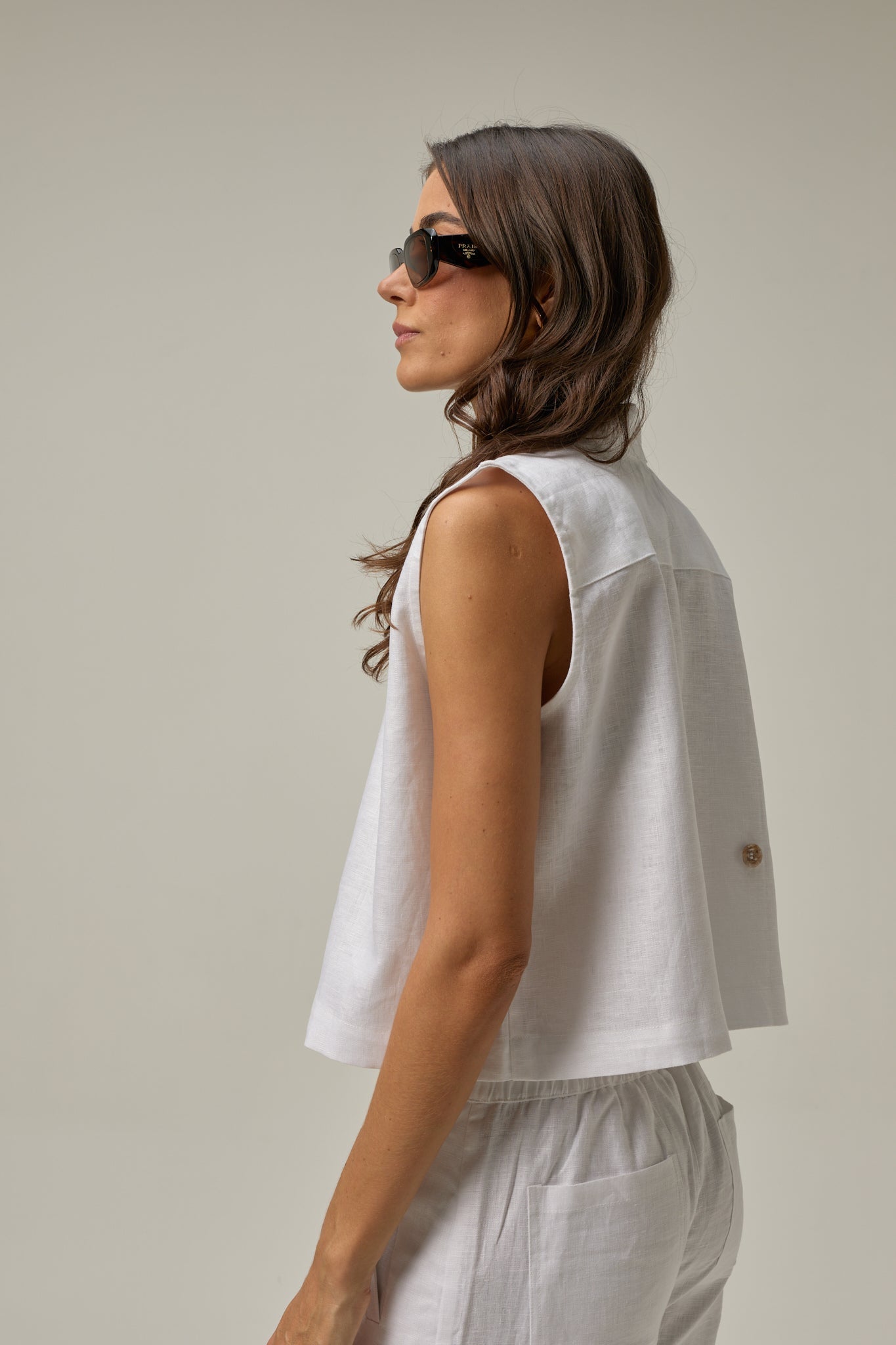 Muse Linen Vest | White