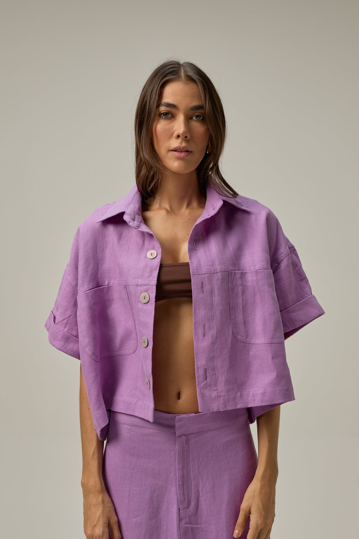 Rise Linen Shirt | Grape Purple