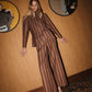 Brown Striped Velvet Pants