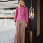 Pink Houndstooth Checked Pants