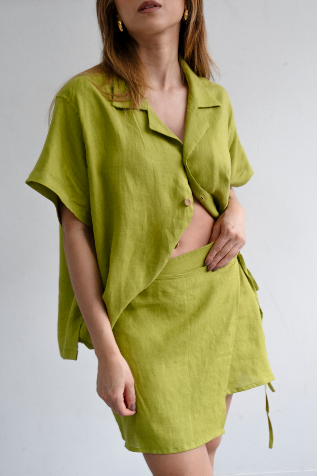 Isla Linen Shirt | Pear Green