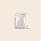 KIBO - Card holder in crumpled silver metallic leather & silver leather braiding
