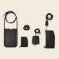 KIBO-Leather card holder-Black & Black leather braiding