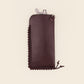 MAKALU - Bordeaux leather glasses case & burgundy leather braiding