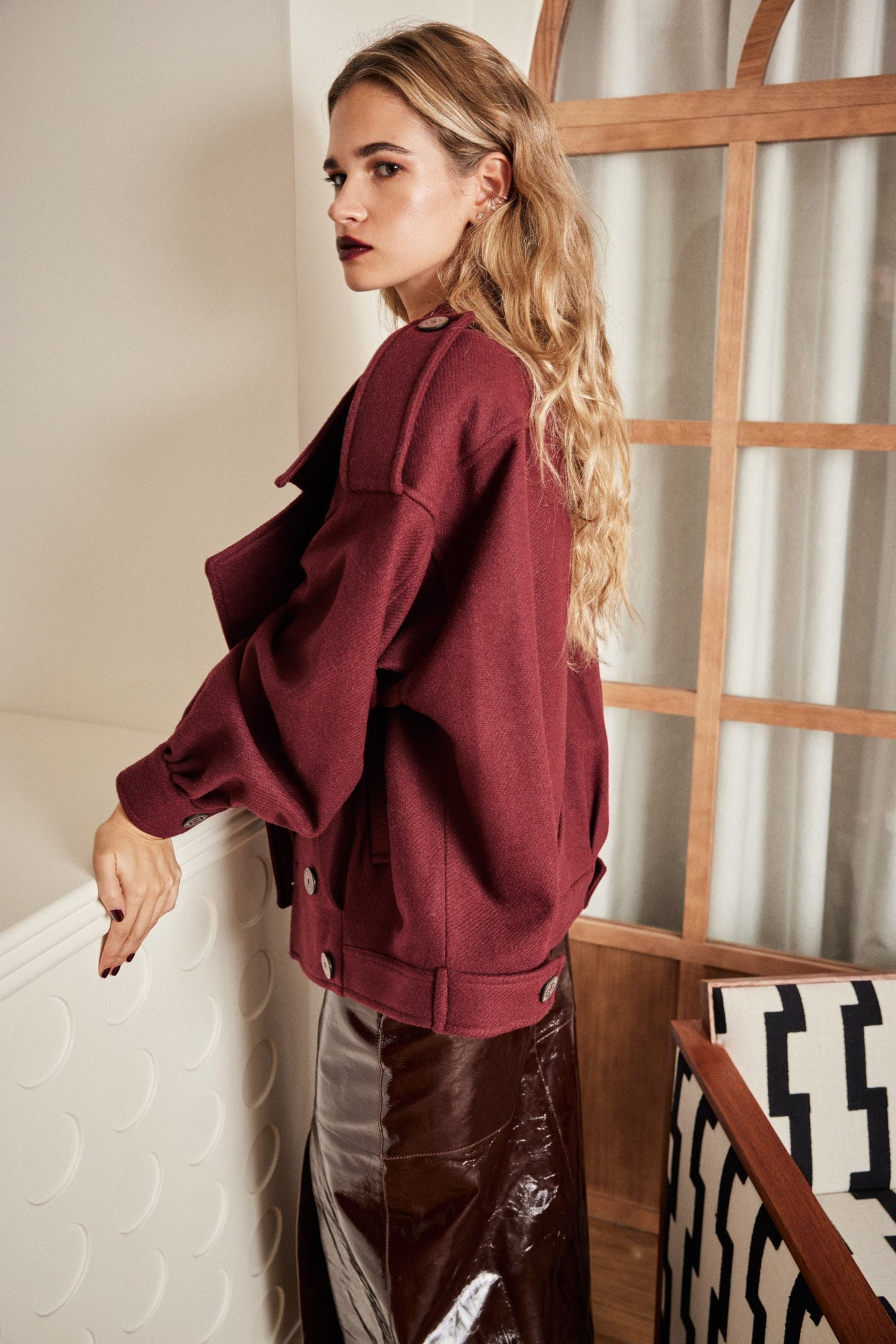 Red Wine Wool Coat