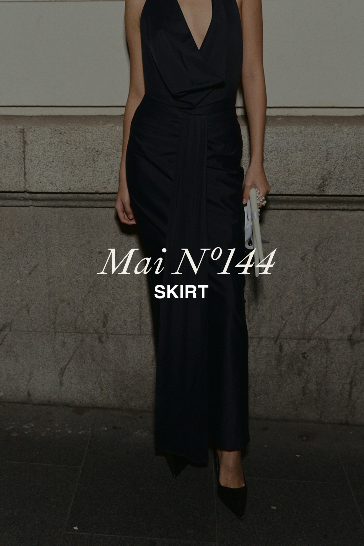 Maxi Skirt With Front Draped Detail (Limited Edition) Black - Mai 144