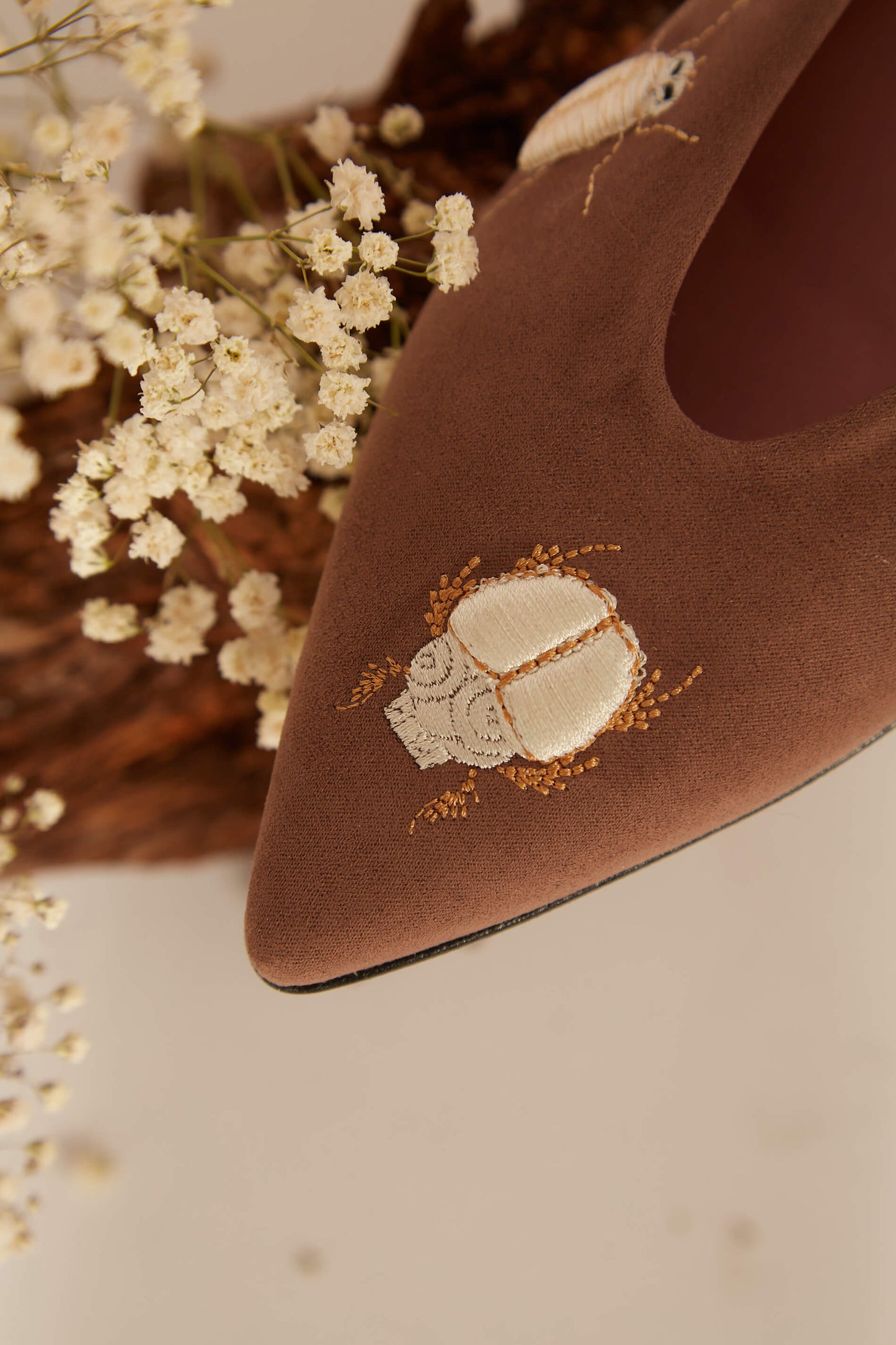 Vegan Bugs Embroidery Ballet Flats