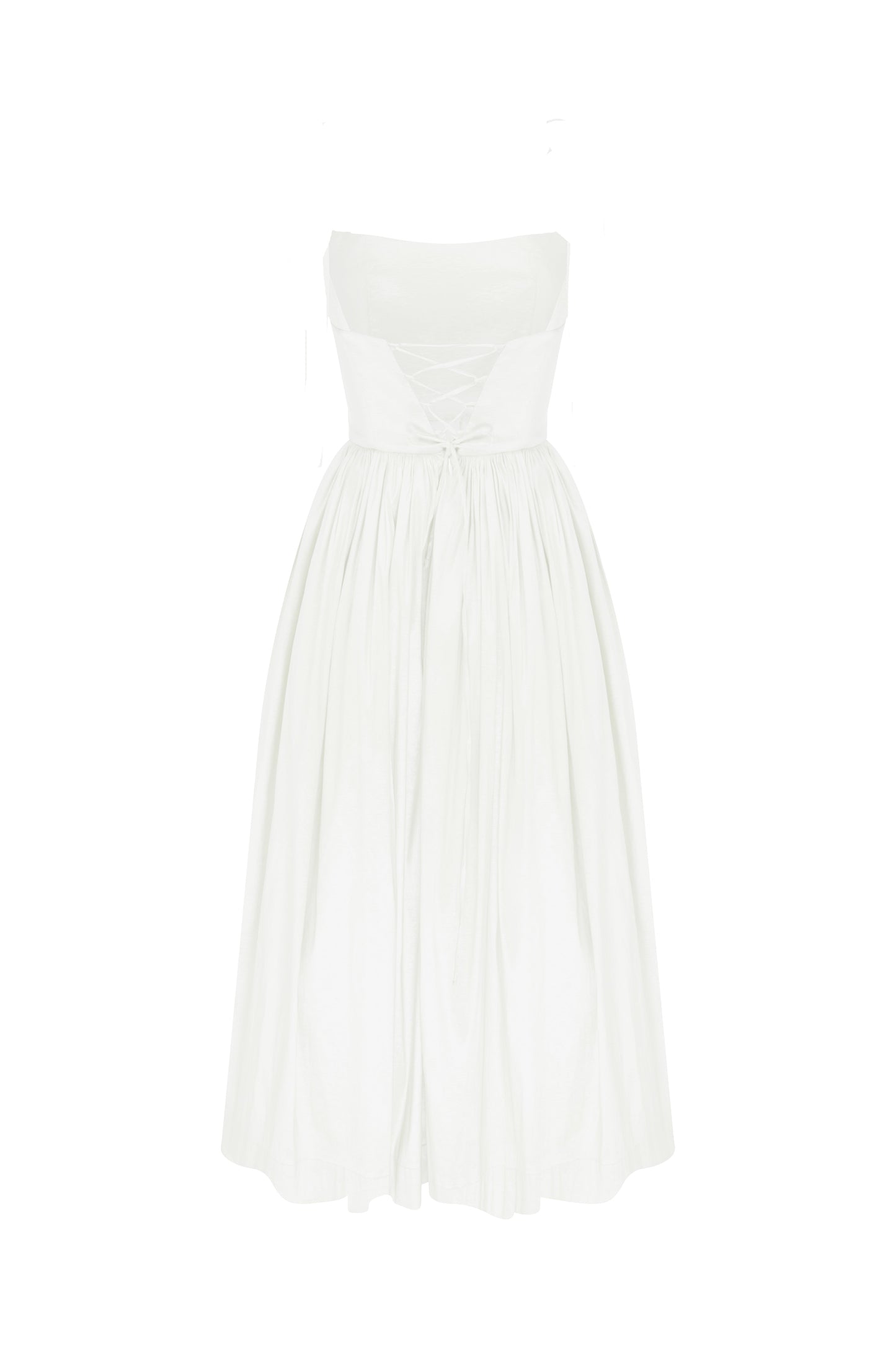 Sibby Strapless Midi Dress in White