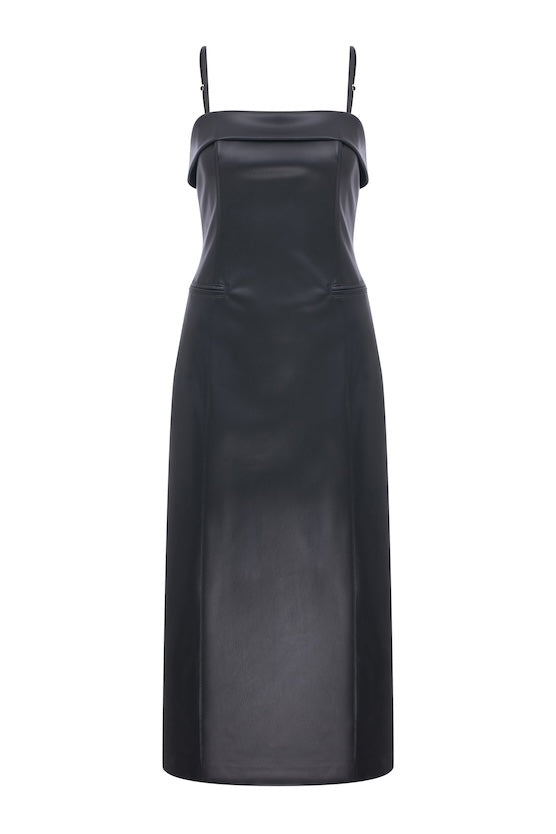 Gaia Vegan Leather Midi Dress