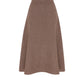 Eliza Wool Plaid Asymmetric Midi Skirt in Mocha