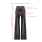 Abby Straight Cut Croc-Effect Trousers Pants Nazli Ceren 