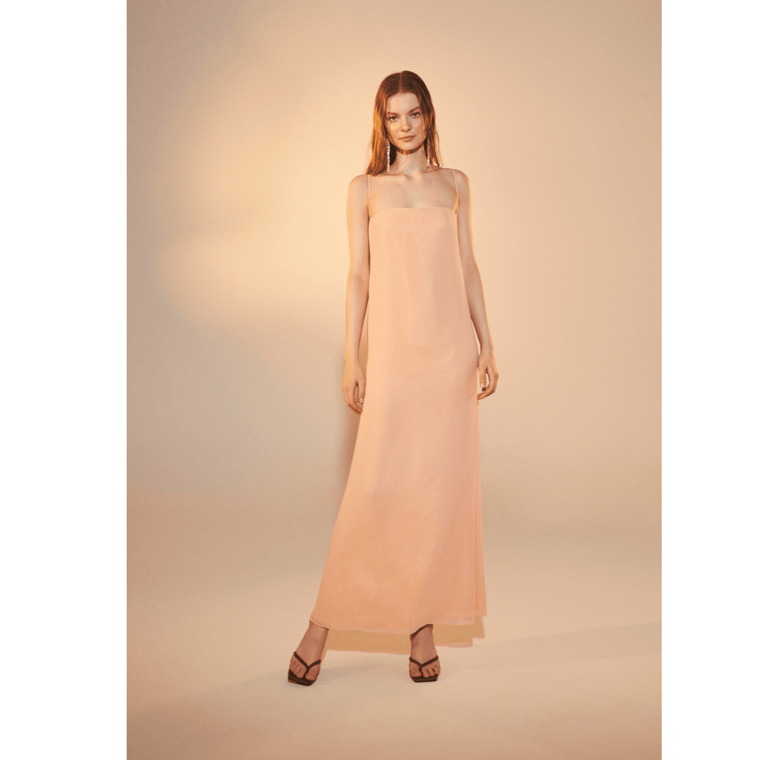 Aella Long Dress in Apricot Cream Maxi Dress Nazli Ceren 