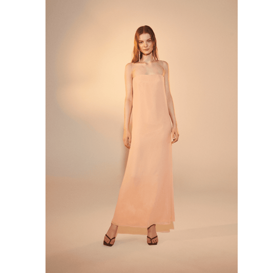 Aella Long Dress in Apricot Cream Maxi Dress Nazli Ceren 