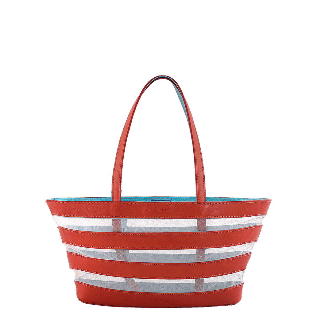 Barco Leather and Tulle - Red Tote Bag Lidia Muro 