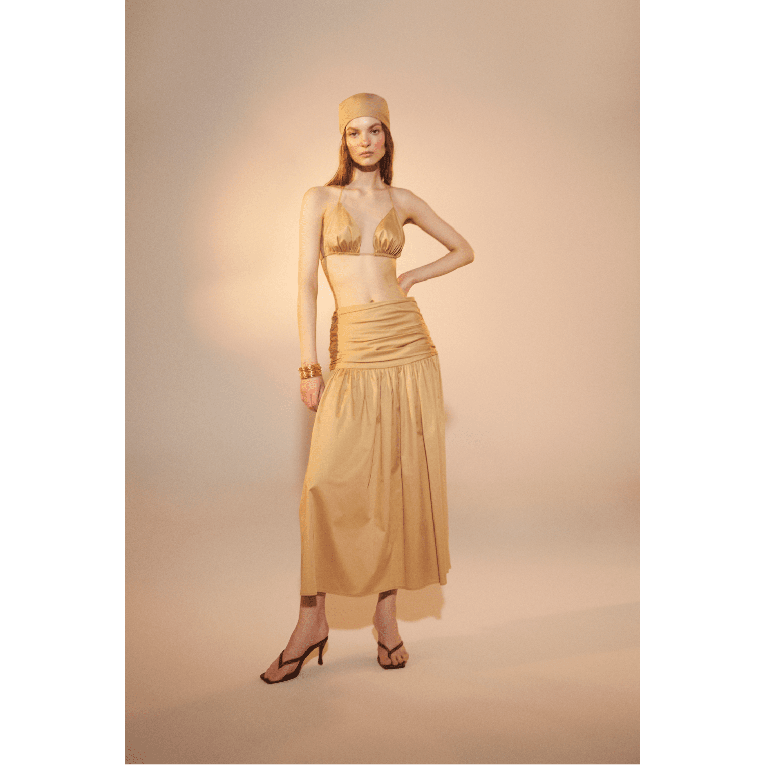 Birdie Rouched Maxi Skirt in Apple Cinnamon Skirts Nazli Ceren 