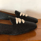 Black Casablanca Raffia Moccasin Sandals Momoc Shoes 