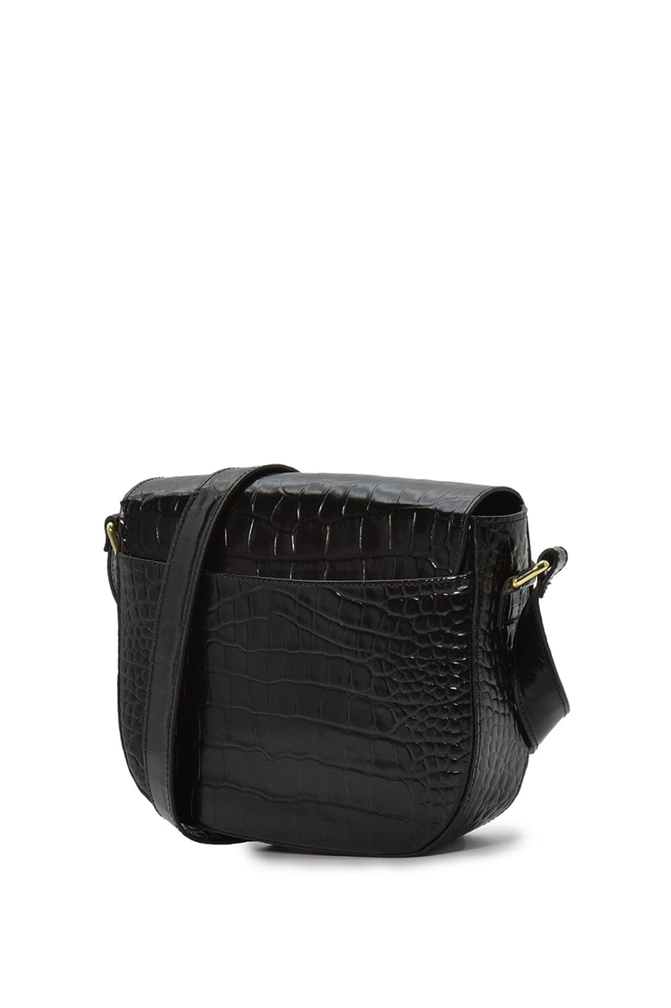 Black Coconut Embossed Leather Flap Crossbody Bag Handbags Leandra 