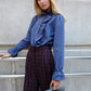 Blue Checkered Ruffle Shirt