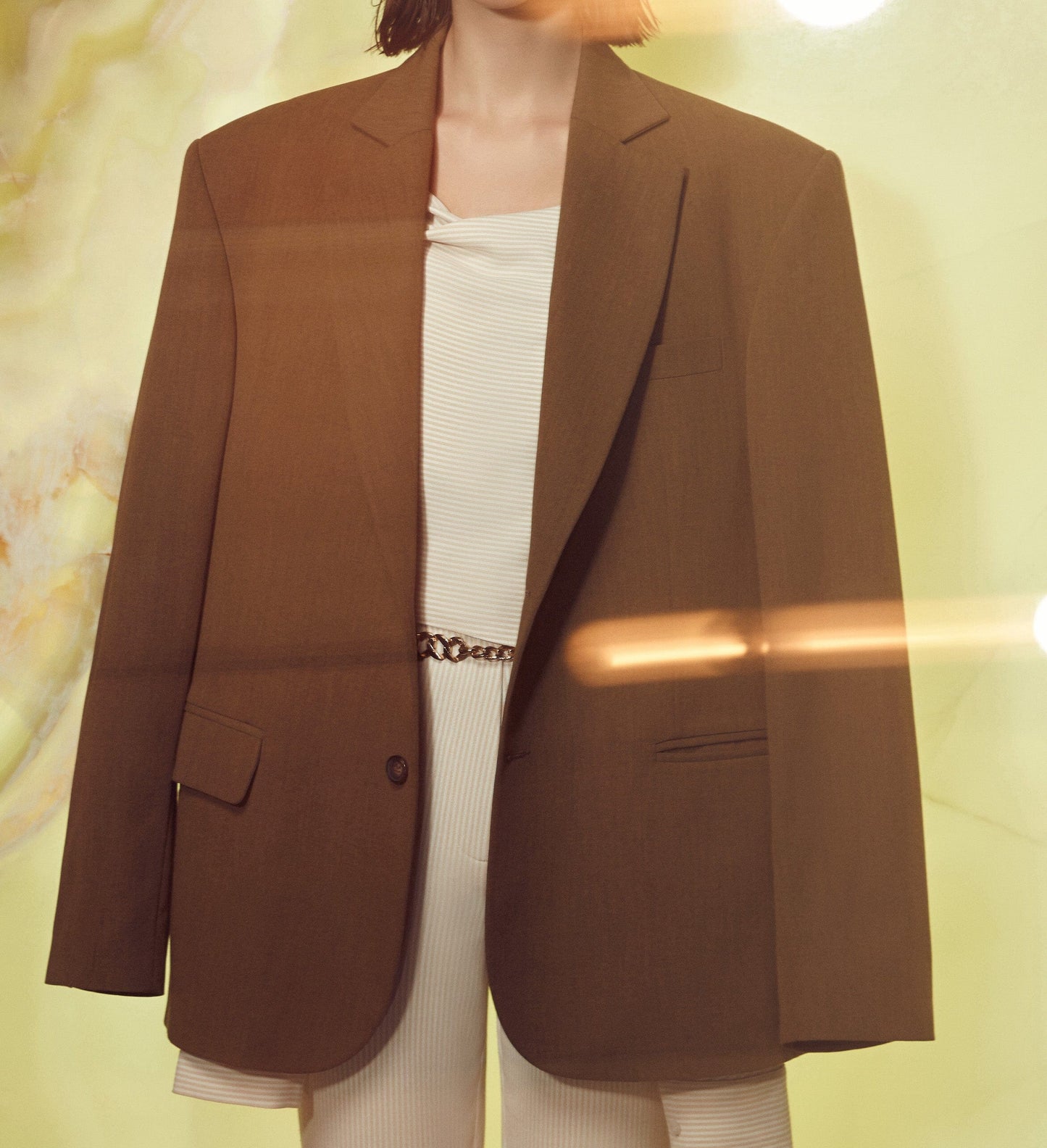 Boxy Blazer in Burnt Green Coats & Jackets Nazli Ceren 