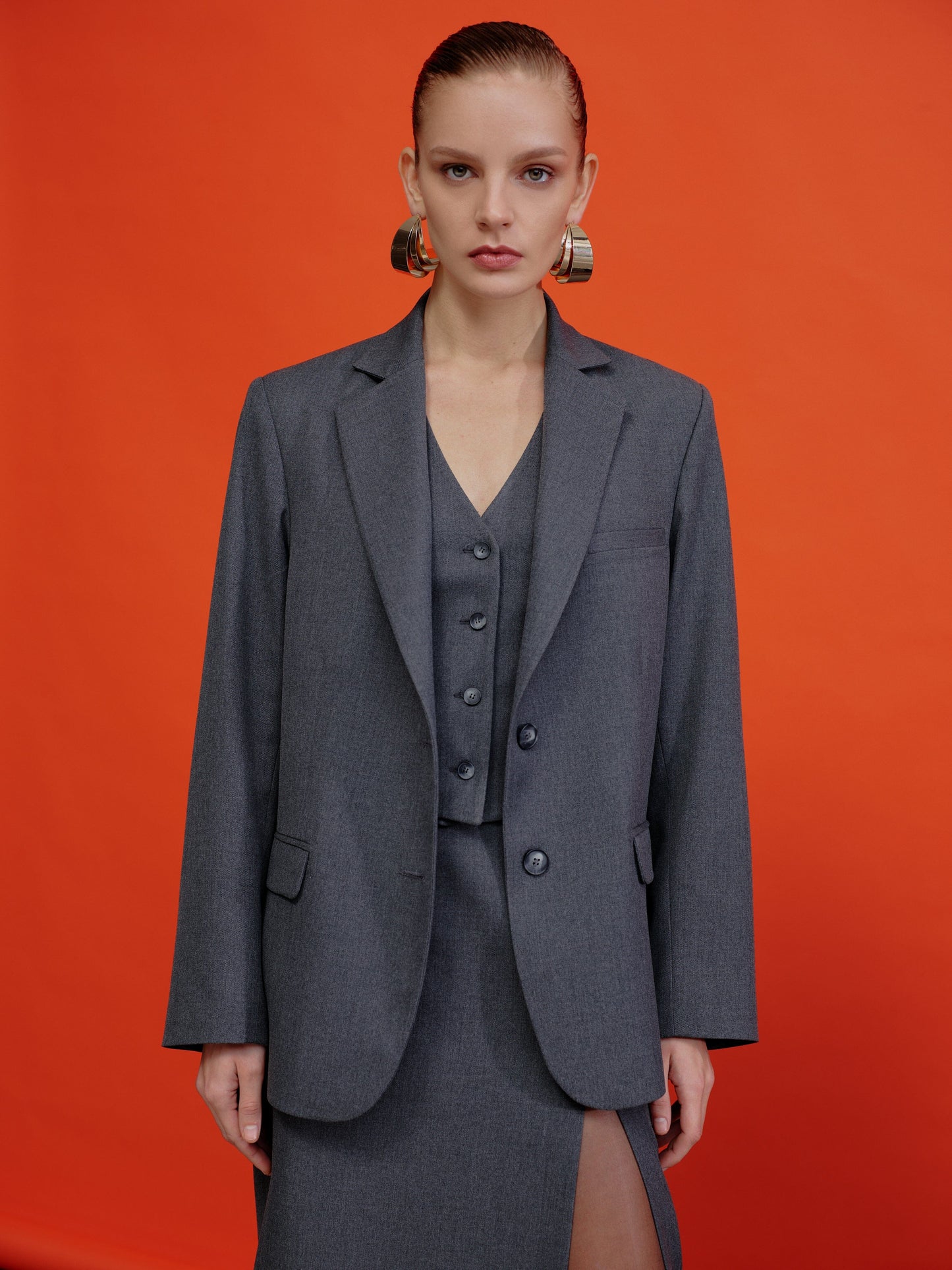 Boxy Blazer in Grey Coats & Jackets Nazli Ceren 