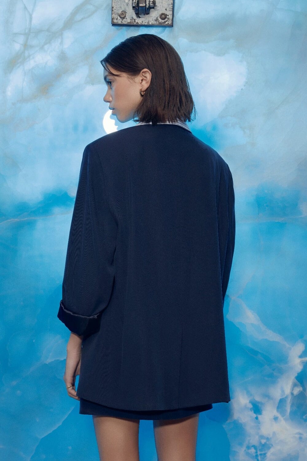 Boxy Navy Blue Oversize Jacket Nazli Ceren 