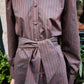 Brown Striped Bow Shirt