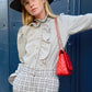 Gray Striped Ruffle Shirt