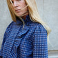 Blue Checkered Ruffle Shirt