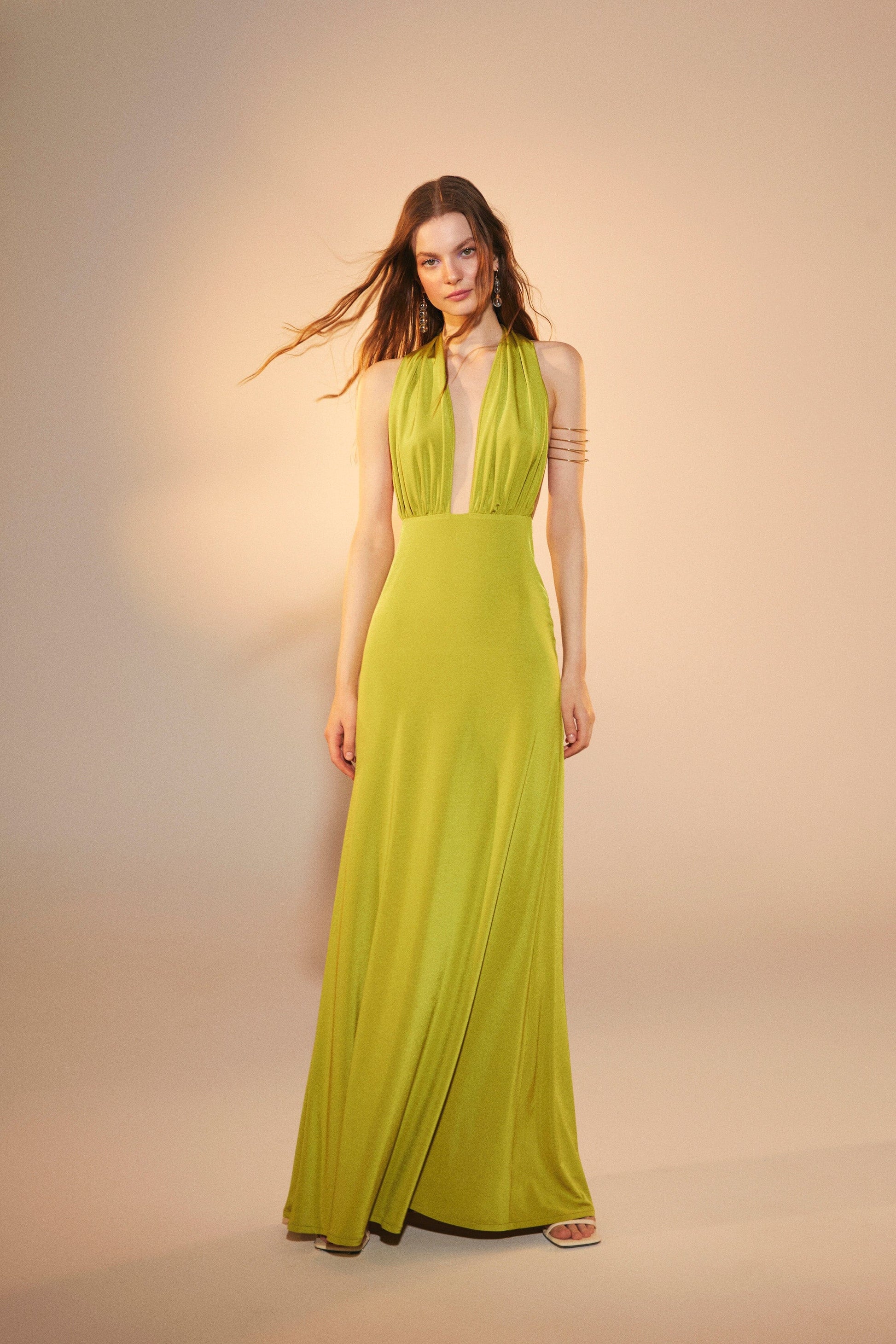 long dress jersey La Femme 33584 - Long Jersey Sheath Dress - Draped Off-Shoulder Sleeves, Ruched, V-Shaped Back, Back Zipper Closure, Fitted 20 / Black*